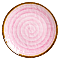 Pink Melamine Plate with Swirl Print Rice DK